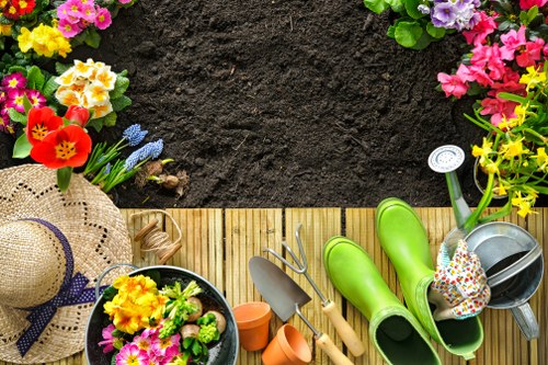 Maintained outdoor deck with garden